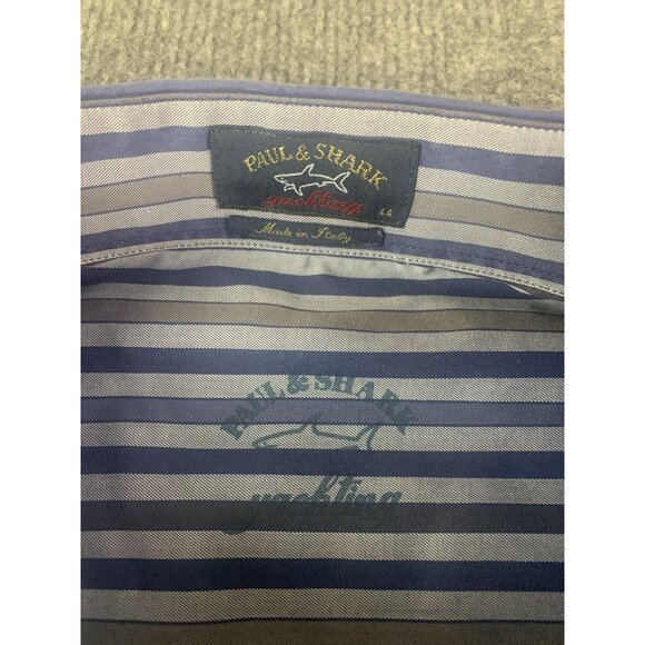 Paul & Shark Mens 100% Cotton Long Sleeve Button Down Shirt Size 44 Blue/Gray - Picture 5 of 10